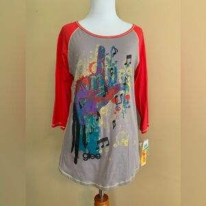 GLEE kids 100% cotton size Large gray 3/4 sleeve  tee shirt NWT